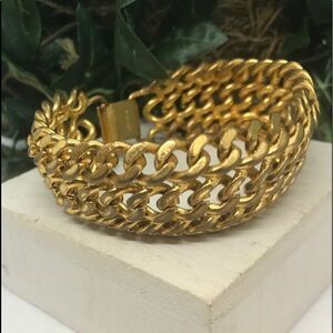 Chunky Gold Chain Statement Bracelet Vintage 1960s Jewelry